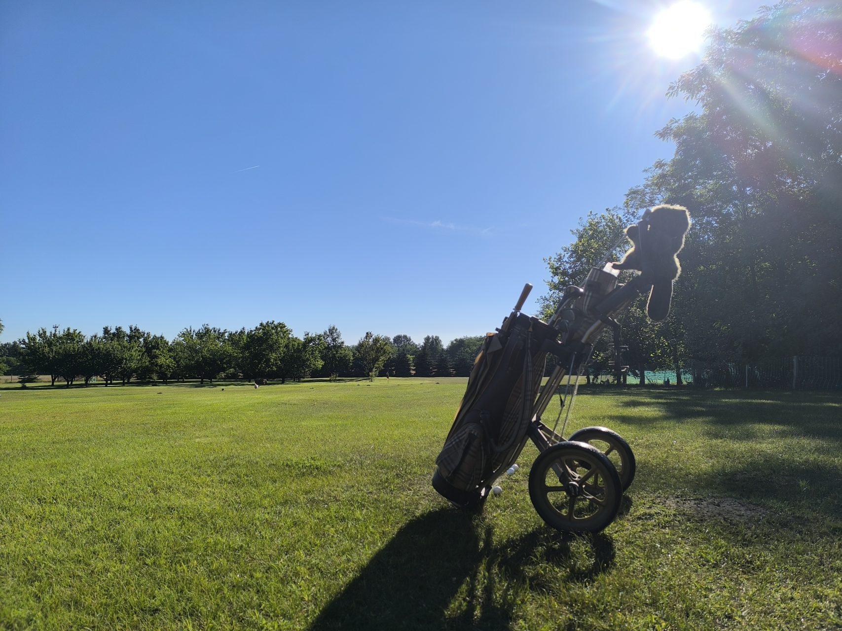 Practice your golf swing on the private grounds